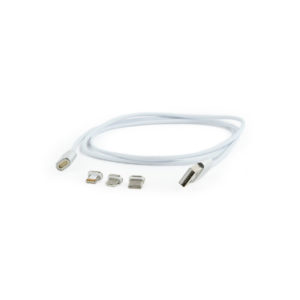 Magnetni polnilni USB kabel combo 3-v-1, srebrn, 1 m - slika 2