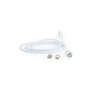 Magnetni polnilni USB kabel combo 3-v-1, srebrn, 1 m - slika 3
