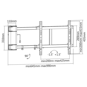 Motoriziran stranski nosilec za LCD TV MyWall HP29L z daljincem - slika 3
