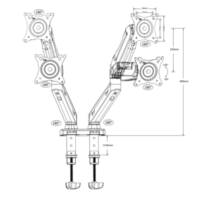 Nosilec za dva monitorja Maclean MC-861 13" do 27" - slika 4