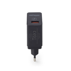 Polnilni adapter 1x USB QC3.0, črn - slika 2