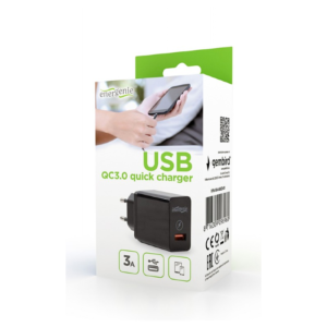 Polnilni adapter 1x USB QC3.0, črn - slika 5