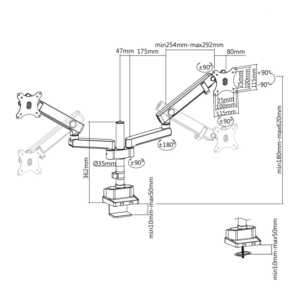 Nosilec za dva monitorja Maclean MC-812 17" do 32" - slika 7