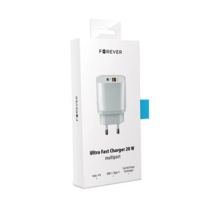 Polnilec za telefon Forever PD+QC3.0 2xUSB-C 20W bel - Image 4