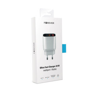 Polnilec za telefon Forever PD+QC3.0 2xUSB-C 20W črno-bel - Image 4