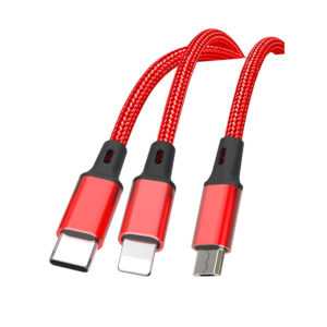 Kabel XO NB173 3in1 USB - Lightning + USB-C + microUSB 1,2 m rdeč - slika 2