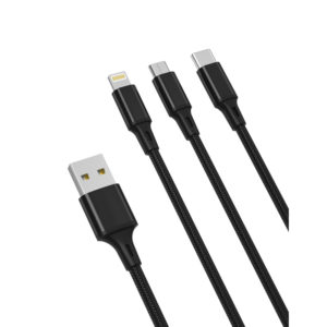 Kabel XO NB173 3in1 USB - Lightning + USB-C + microUSB 1,2 m črn - Image 1
