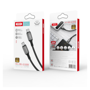 Kabel USB-C na USB-C XO NB-Q180B 1m 60W črn - slika 3