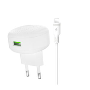 Polnilec za telefon XO L86 QC3.0 1xUSB bel + 8-pin Lightning kabel - Image 1
