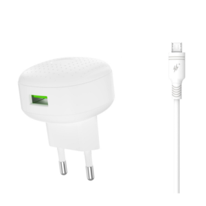 Polnilec za telefon XO L86 QC3.0 1xUSB bel + microUSB kabel - Image 1