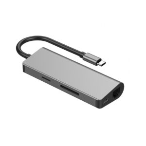 Adapter USB-C 5-v-1 2xUSB, HDMI, LAN, PD, čitalec kartic - Image 2
