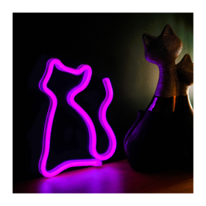Neon LED luč - mačka roza - slika 2