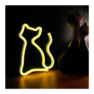 Neon LED luč - mačka rumena - slika 2