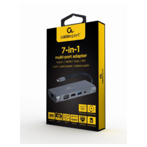 Adapter USB-C 7-v-1 USB, HDMI, LAN, VGA, PD, čitalec kartic + audio - Image 4