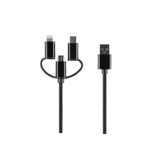 Kabel Setty 3v1 Lightning + USB-C + microUSB 1m - Image 1