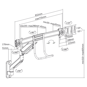 Nosilec za dva monitorja MyWall HL 53L 17" - 32" - Image 8