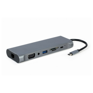 Adapter USB-C 8-v-1 USB, HDMI, DP, LAN, VGA, PD, čitalec kartic + audio - Image 1