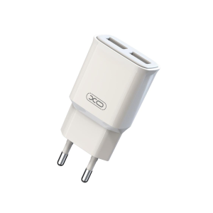 Polnilec za telefon XO L92C 2xUSB 2,4A bel + microUSB kabel - slika 2