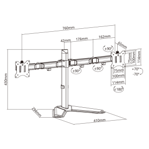Nosilec za dva monitorja MyWall HL 56-2 17" - 32" - odprta embalaža - Image 8