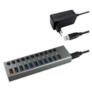 USB 3.0 HUB Maxtrack CH 12 11-port - Image 1