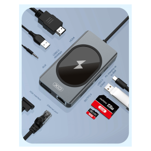 Adapter XO HUB007 9v1 z brezžičnim polnilnikom - Image 3