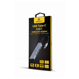 Adapter USB-C 5-v-1 USB, HDMI, PD + audio - slika 2