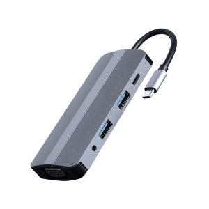 Adapter USB-C 8-v-1 2xUSB, HDMI, VGA, PD, audio, čitalec kartic - Image 1