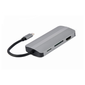 Adapter USB-C 8-v-1 2xUSB, HDMI, VGA, PD, audio, čitalec kartic - Image 2