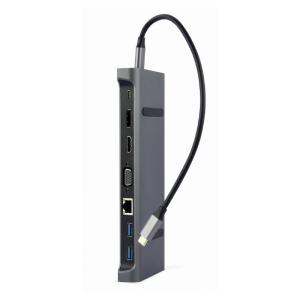 Adapter USB-C 9-v-1 3xUSB, HDMI, DP, VGA, PD, LAN, audio - slika 1