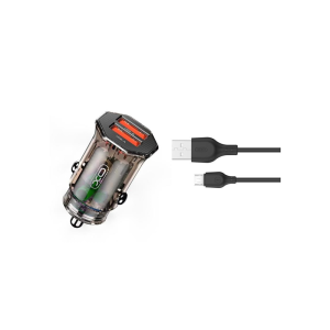 Polnilec za avto XO CC49 2x USB + kabel microUSB - slika 1