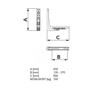Konzola za klimo Spirit XL100 BASIC 430 x 500 mm Poliamid - slika 2