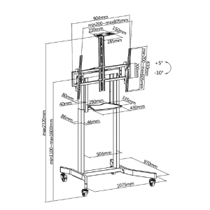 Motorizirano stojalo za TV Gembird TVS-100T-01 55''-100'' - slika 10