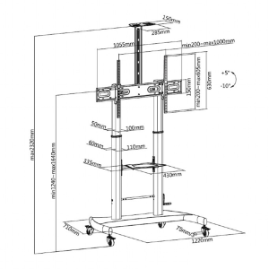 Stojalo za TV Gembird TVS-100T-02 60''-100'' - slika 10