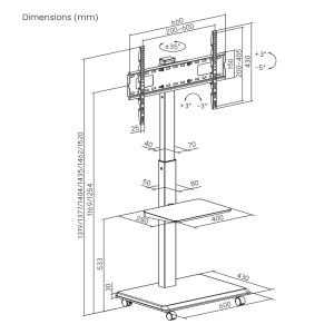 Stojalo za TV ErgoOffice ER-304B 37''- 75'' - slika 6
